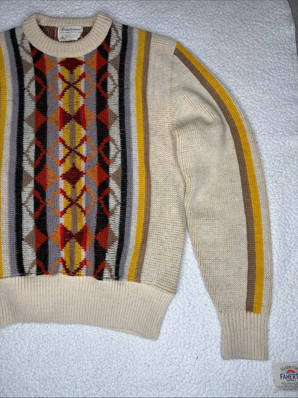 Vintage Pendleton Colorful Knit Wool Sweater: Size Medium